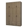 Ricardo Megapap four doors melamine wardrobe with cabinet in walnut color 160x51,8x240cm.