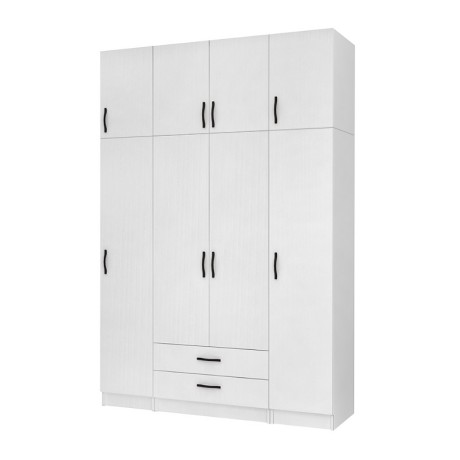 Ricardo Megapap four doors melamine wardrobe with cabinet in white color 160x51,8x240cm.