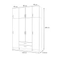Ricardo Megapap four doors melamine wardrobe with cabinet in white color 160x51,8x240cm.