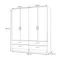Ricardo Megapap four doors melamine wardrobe in anthracite color 160x51,8x181cm.