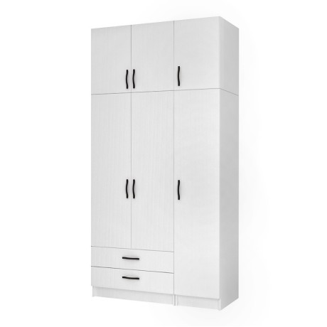 Ricardo Megapap three doors melamine wardrobe with cabinet in white color 120x51,8x240cm.