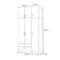 Ricardo Megapap three doors melamine wardrobe with cabinet in white color 120x51,8x240cm.