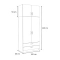 Victoria Megapap two doors melamine wardrobe with cabinet in walnut color 100x60x240cm.