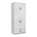 Victoria Megapap two doors melamine wardrobe with cabinet in white color 100x60x240cm.