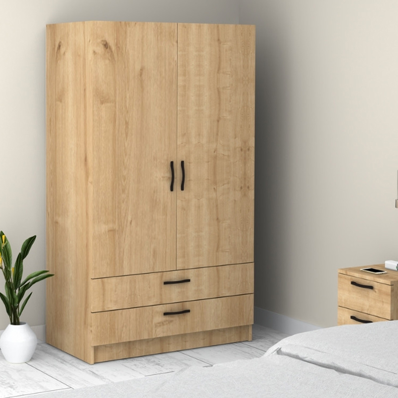Victoria Megapap two doors melamine wardrobe with drawers  in oak color 100x60x181cm.