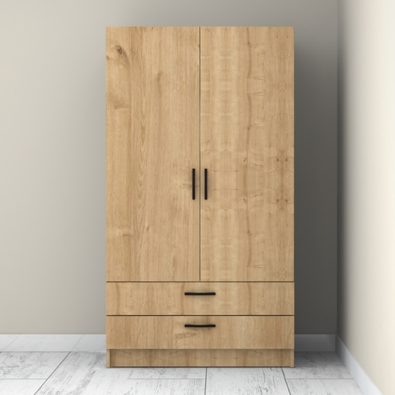 Victoria Megapap two doors melamine wardrobe with drawers  in oak color 100x60x181cm.