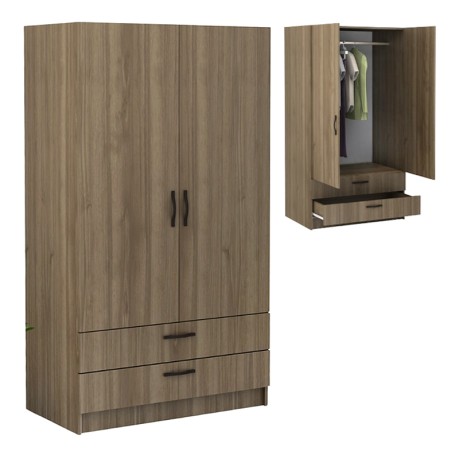 Victoria Megapap two doors melamine wardrobe with drawers  in walnut color 100x60x181cm.