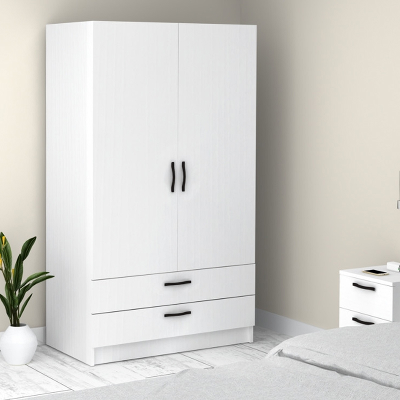 Victoria Megapap two doors melamine wardrobe with drawers  in white color 100x60x181cm.
