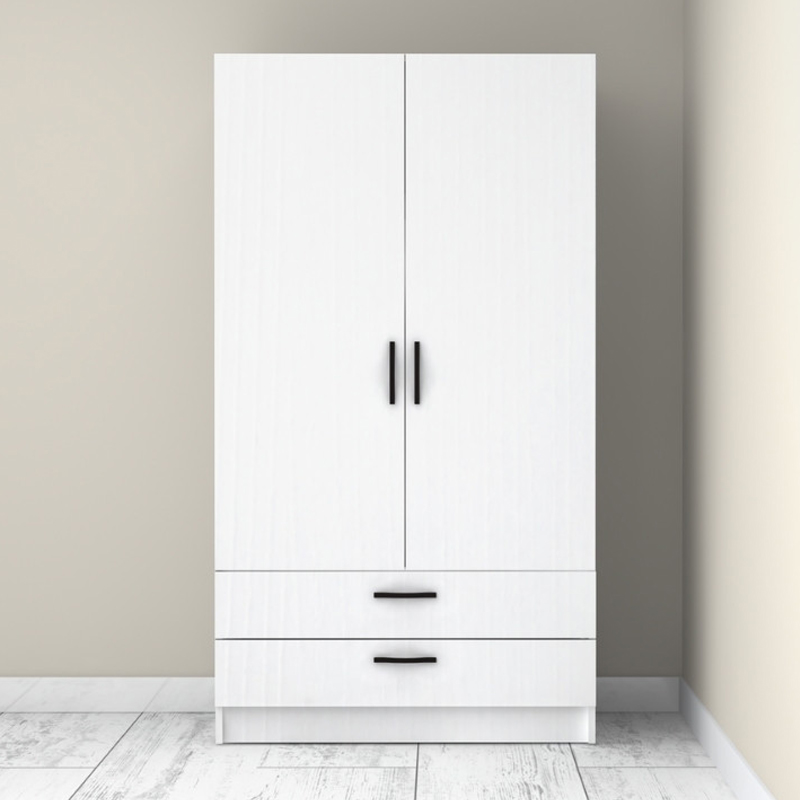 Victoria Megapap two doors melamine wardrobe with drawers  in white color 100x60x181cm.