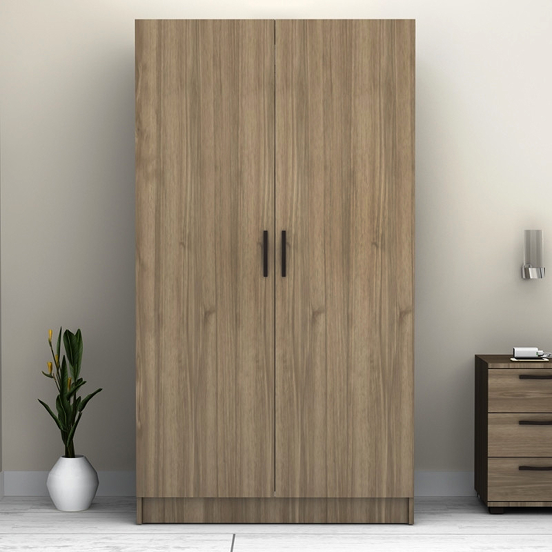 Victoria Megapap two doors melamine wardrobe in walnut color 100x60x181cm.