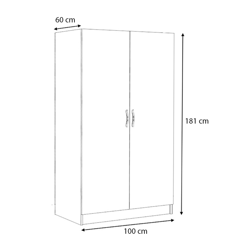 Victoria Megapap two doors melamine wardrobe in walnut color 100x60x181cm.