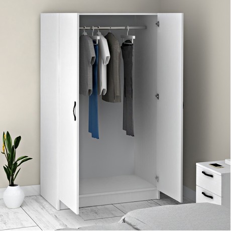 Victoria Megapap two doors melamine wardrobe in white color 100x60x181cm.
