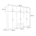 Victoria Megapap six doors melamine wardrobe with cabinet in oak color 300x60x240cm.