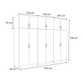 Victoria Megapap six doors melamine wardrobe with cabinet in white color 300x60x240cm.