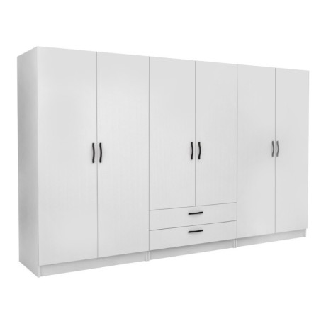 Victoria Megapap six doors melamine wardrobe in white color 300x60x181cm.