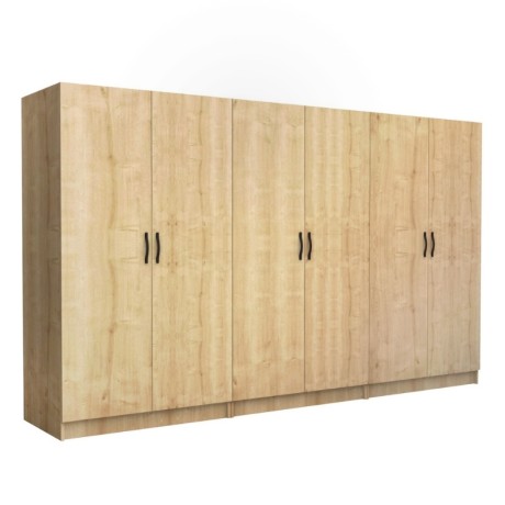 Victoria Megapap six doors melamine wardrobe in oak color 300x60x181cm.