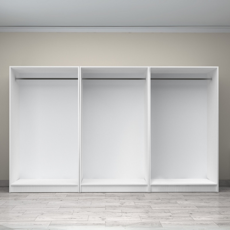 Victoria Megapap six doors melamine wardrobe in white color 300x60x181cm.