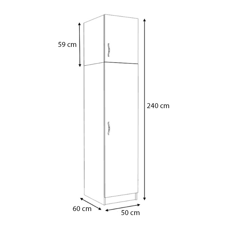 Victoria Megapap single door melamine wardrobe with cabinet in white color 50x60x240cm.