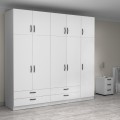 Victoria Megapap five doors melamine wardrobe with cabinet in white color 250x60x240cm.