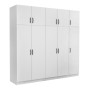 Victoria Megapap five doors melamine wardrobe with cabinet in white color 250x60x240cm.