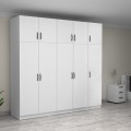 Victoria Megapap five doors melamine wardrobe with cabinet in white color 250x60x240cm.