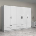 Victoria Megapap five doors melamine wardrobe in white color 250x60x181cm.