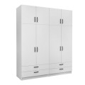 Victoria Megapap four doors melamine wardrobe with cabinet in white color 200x60x240cm.
