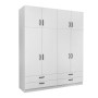 Victoria Megapap four doors melamine wardrobe with cabinet in white color 200x60x240cm.