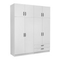 Victoria Megapap four doors melamine wardrobe with cabinet in white color 200x60x240cm.