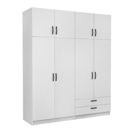 Victoria Megapap four doors melamine wardrobe with cabinet in white color 200x60x240cm.