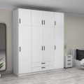 Victoria Megapap four doors melamine wardrobe with cabinet in white color 200x60x240cm.