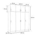 Victoria Megapap four doors melamine wardrobe with cabinet in oak color 200x60x240cm.