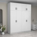 Victoria Megapap four doors melamine wardrobe with cabinet in white color 200x60x240cm.