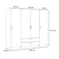 Victoria Megapap four doors melamine wardrobe in walnut color 200x60x181cm.