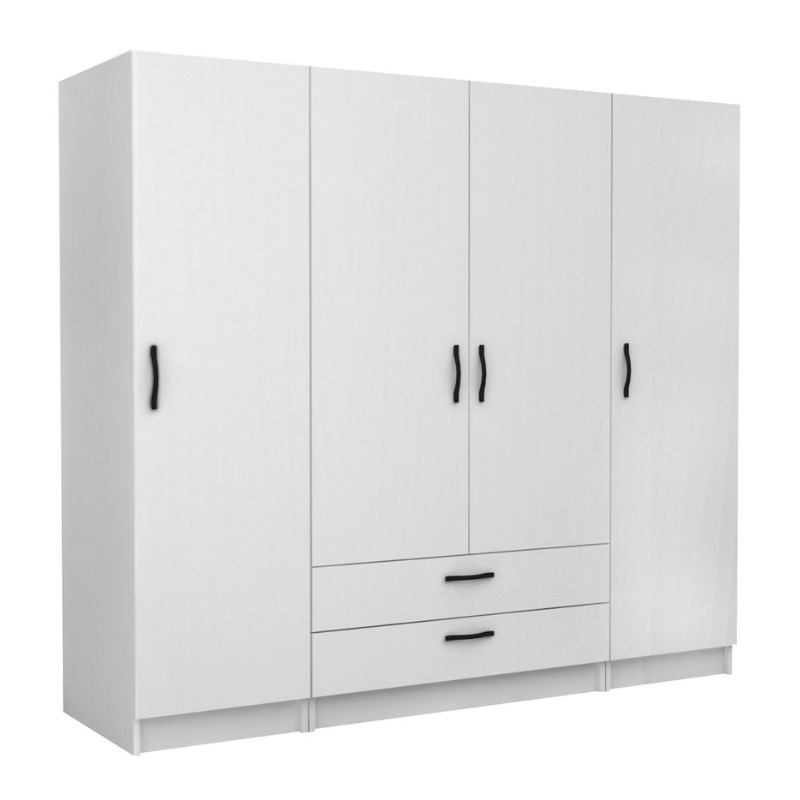 Victoria Megapap four doors melamine wardrobe in white color 200x60x181cm.