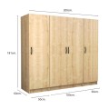 Victoria Megapap four doors melamine wardrobe in oak color 200x60x181cm.