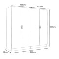 Victoria Megapap four doors melamine wardrobe in walnut color 200x60x181cm.