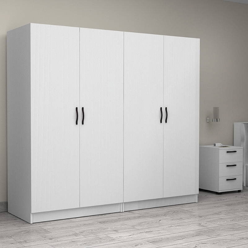 Victoria Megapap four doors melamine wardrobe in white color 200x60x181cm.