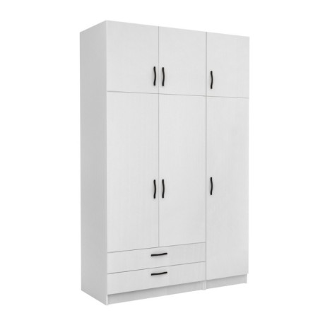 Victoria Megapap three doors melamine wardrobe with cabinet in white color 150x60x240cm.
