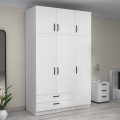 Victoria Megapap three doors melamine wardrobe with cabinet in white color 150x60x240cm.