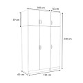 Victoria Megapap three doors melamine wardrobe with cabinet in walnut color 150x60x240cm.