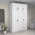 Victoria Megapap three doors melamine wardrobe with cabinet in white color 150x60x240cm.