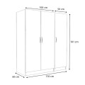 Victoria Megapap three doors melamine wardrobe in walnut color 150x60x181cm.