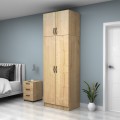 Vivian Megapap  two doors melamine wardrobe with cabinet in oak color 80x51.8x240cm.