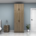 Vivian Megapap  two doors melamine wardrobe with cabinet in walnut color 80x51.8x240cm.