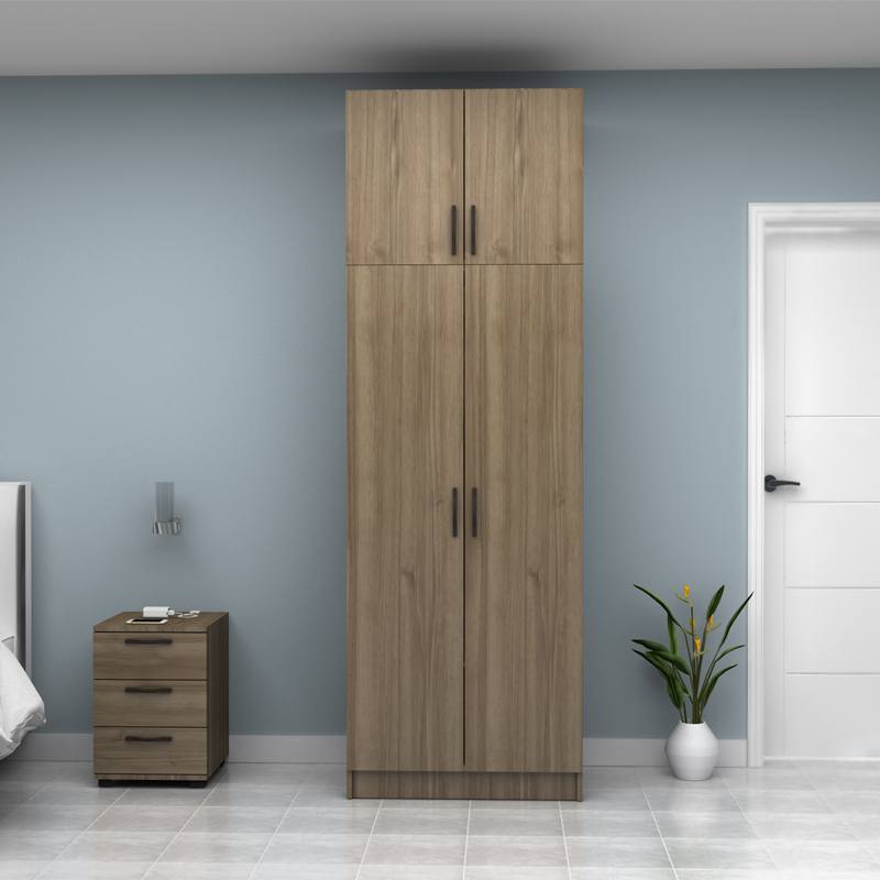 Vivian Megapap  two doors melamine wardrobe with cabinet in walnut color 80x51.8x240cm.