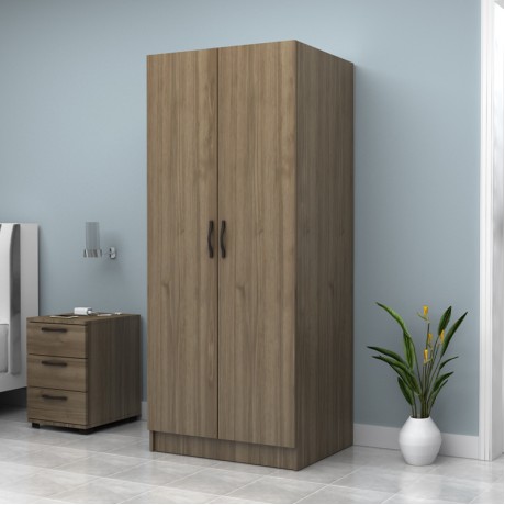 Vivian Megapap two doors melamine wardrobe in walnut color 80x51,8x181cm.