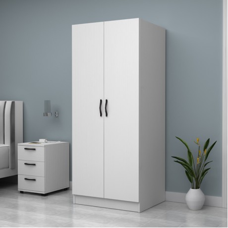 Vivian Megapap two doors melamine wardrobe in white color 80x51,8x181cm.