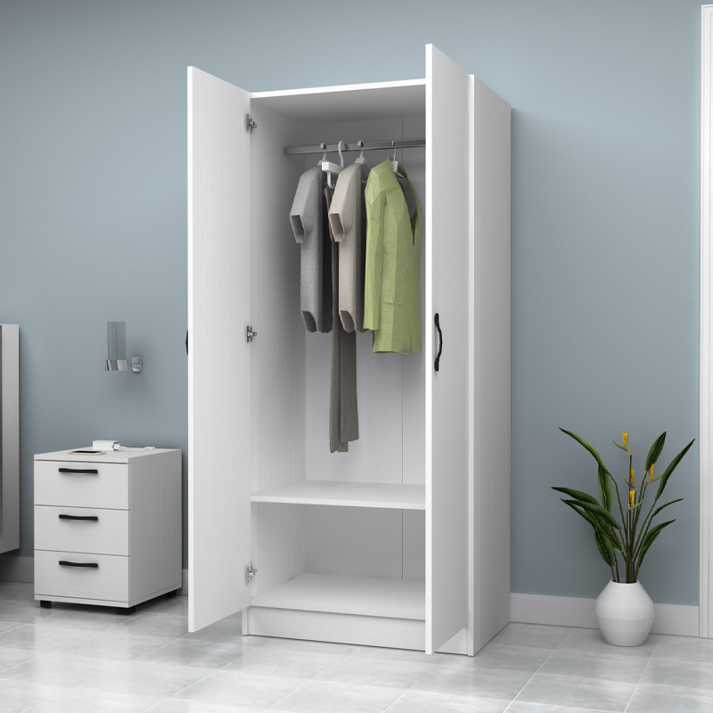 Vivian Megapap two doors melamine wardrobe in white color 80x51,8x181cm.