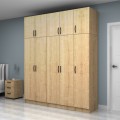 Vivian Megapap  five doors melamine wardrobe with cabinet in oak color 200x51.8x240cm.